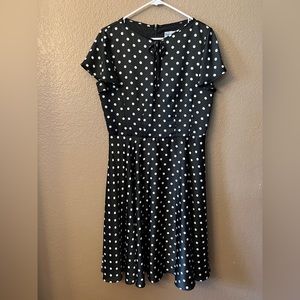 Unique Vintage Women’s Midi Dress Retro Black & White Polka Dots Size XLarge